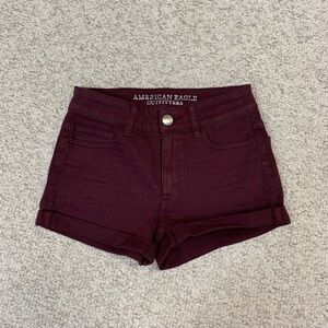 American Eagle Maroon Denim Shorts